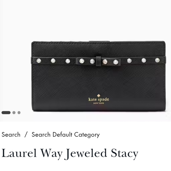 Kate Spade Laurel Way Jeweled Stacy Wallet Leather In Black - Picture 1 of 7